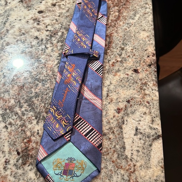 Robert Graham Men’s Silk Repp Stripe Tie Multi Colored Floral - Picture 7 of 10